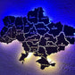 Ukraine LED map on acrylic glass with backlighting  between regions color Flag 1