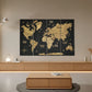 Wooden World Map Panel 6 for Wall with LED Lighting