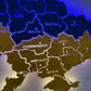 Ukraine LED map on acrylic glass with backlighting  between regions color Flag 1