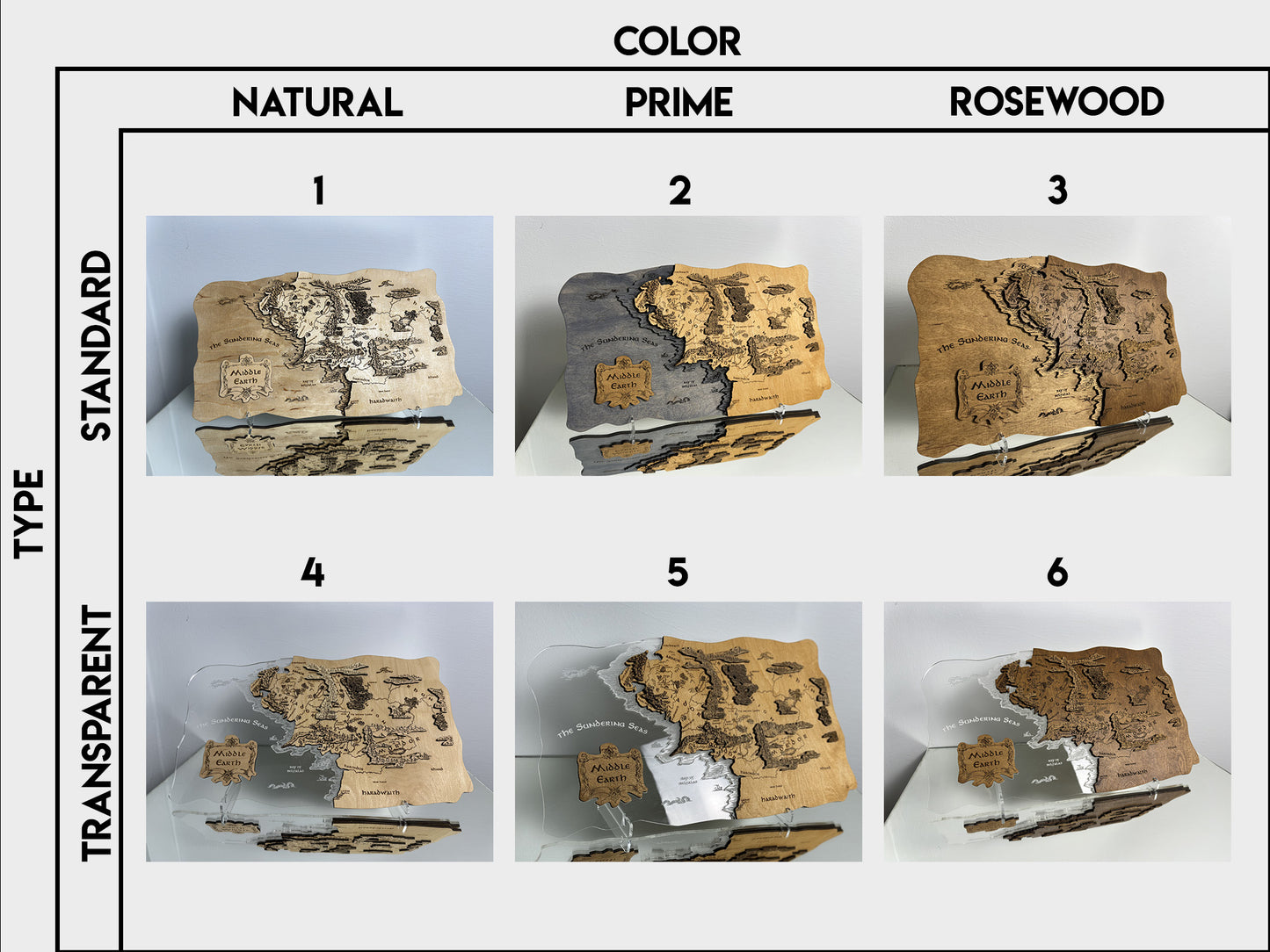 The Middle-earth map, in Natural color, measures 50x28 cm Transparent