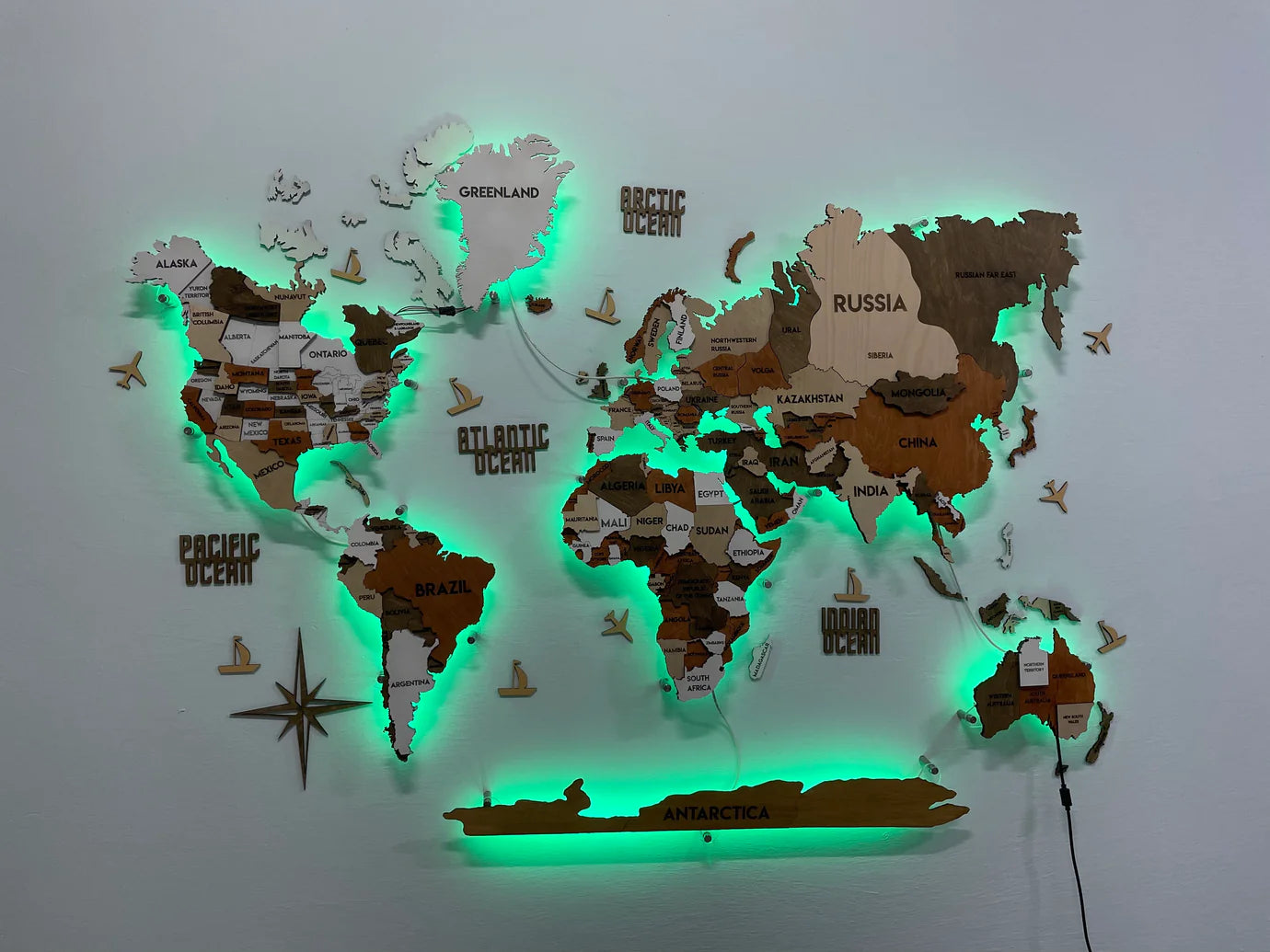 Multilayer world LED RGB map color Dublin