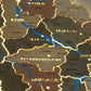 Ukraine LED map on acrylic glass with rivers and backlighting  between regions color Warm