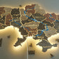 Ukraine LED map on acrylic glass with rivers and backlighting  between regions color Warm