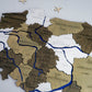 Wooden Multilayer Map of Poland with painted Rivers, color Black&White