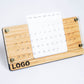 Universal Wooden Desk Calendar with Acrylic, Natural Oak Wood Logo