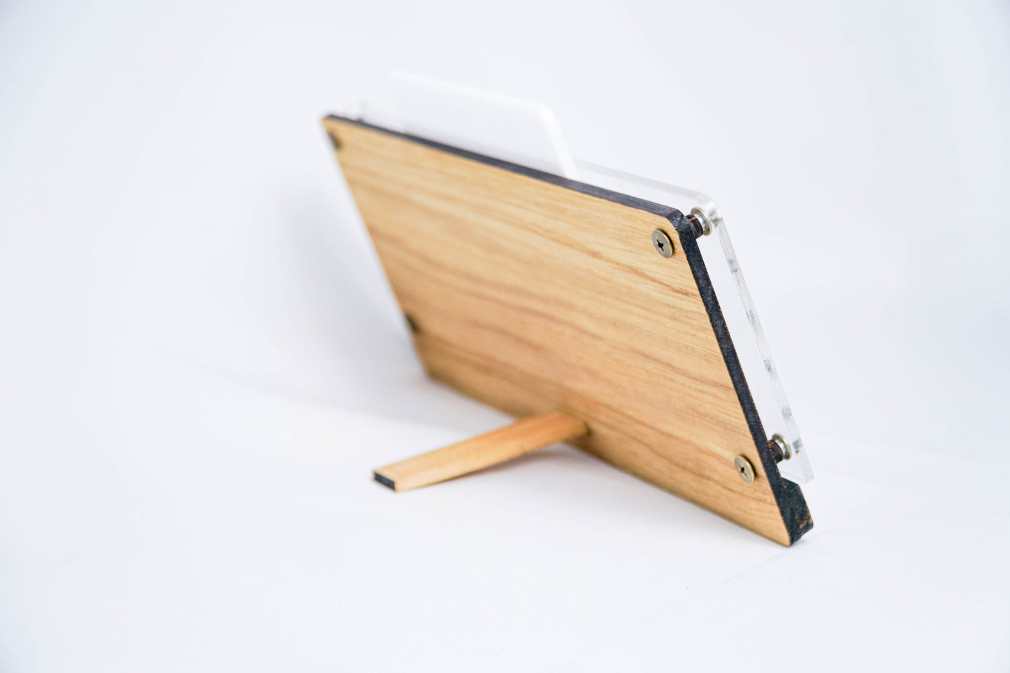 Universal Wooden Desk Calendar with Acrylic, Natural Oak Wood Logo