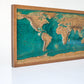 EPOXY 3D Topographic World Map from Ash 100x50x5 cm Color Nut with Epoxy Resin