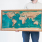 EPOXY 3D Topographic World Map from Ash 100x50x5 cm Color Nut with Epoxy Resin