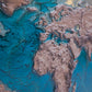 EPOXY 3D Topographic World Map from Ash 100x50x5 cm Color Nut with Epoxy Resin