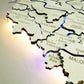 Wooden Multilayer Map of Poland with Illuminated Rivers, color Natural