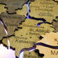 Wooden Multilayer Map of Poland with Illuminated Rivers, color Elis