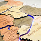 Wooden Multilayer Map of Poland with Illuminated Rivers, color Warm