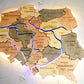 Wooden Multilayer Map of Poland with Illuminated Rivers, color Warm