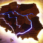 Wooden Multilayer Map of Poland with Illuminated Rivers, color Warm