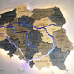 Wooden Multilayer Map of Poland with Illuminated Rivers, color Brute