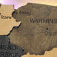 Wooden Multilayer Map of Poland with Illuminated Rivers, color Brute