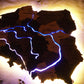 Wooden Multilayer Map of Poland with Illuminated Rivers, color Brute