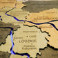 Wooden Multilayer Map of Poland with Illuminated Rivers, color Light Tree