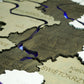 Wooden Multilayer Map of Poland with Illuminated Rivers, color Black&White