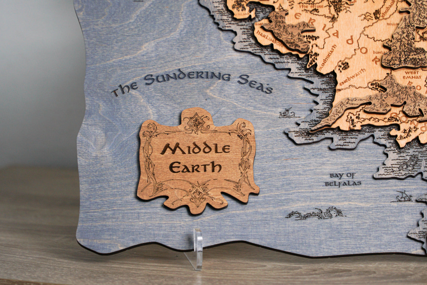 Middle-earth Wooden Map, 3D Wall Art, 19.7"x11.4" Unique Fantasy Gift Standard