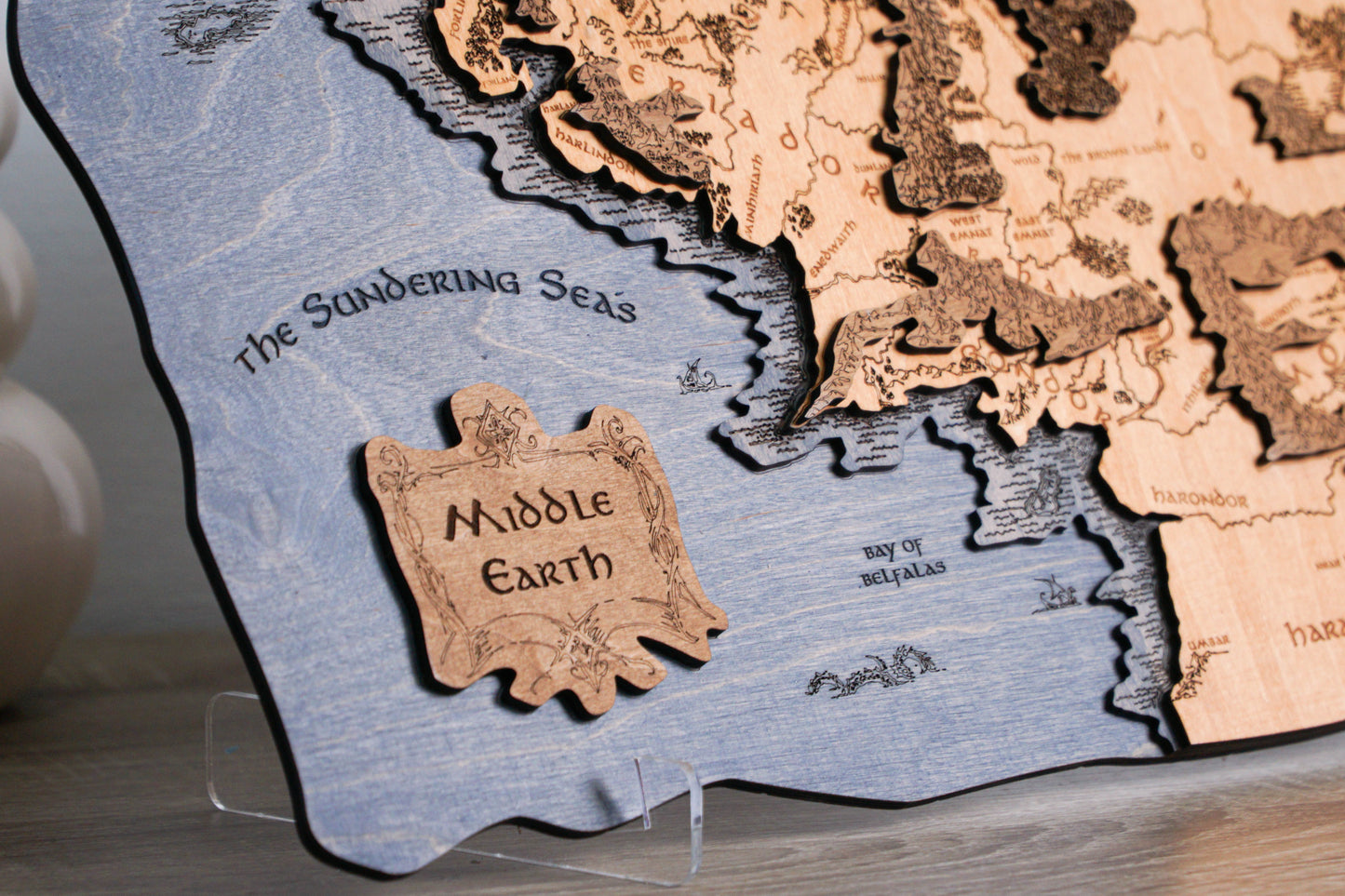 Middle-earth Wooden Map, 3D Wall Art, 19.7"x11.4" Unique Fantasy Gift Standard