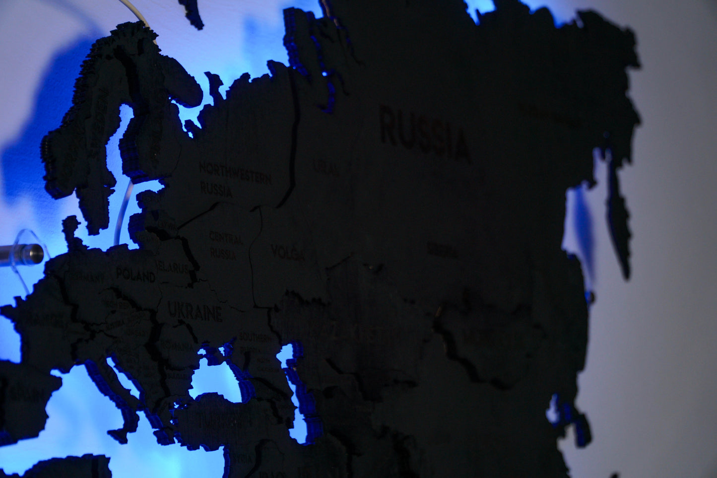 LED 3D Multilayer world map color Nero