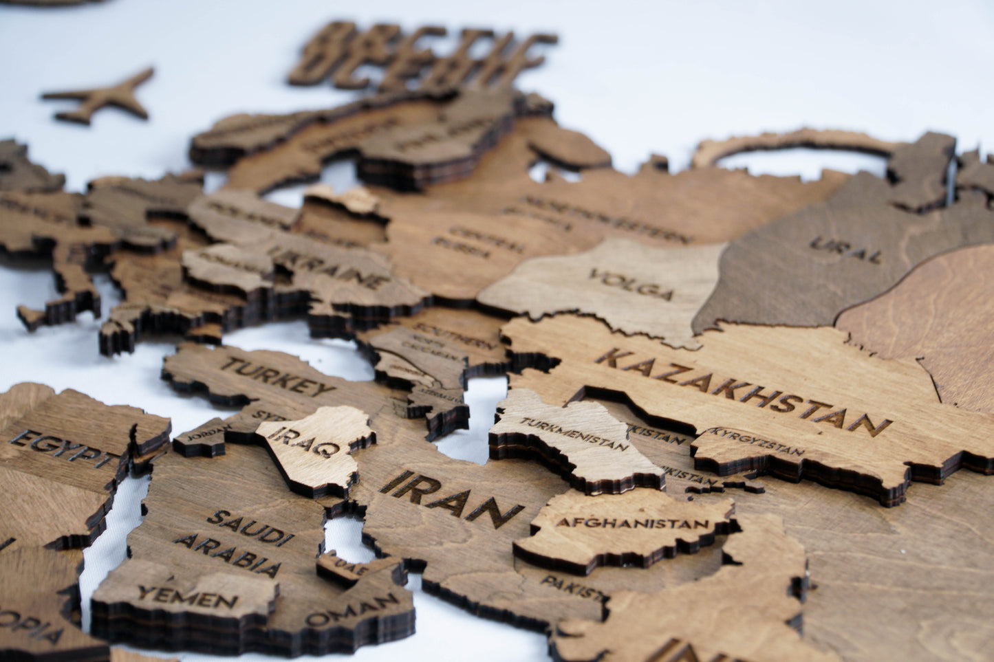 3D Multilayer wooden world map color Nut