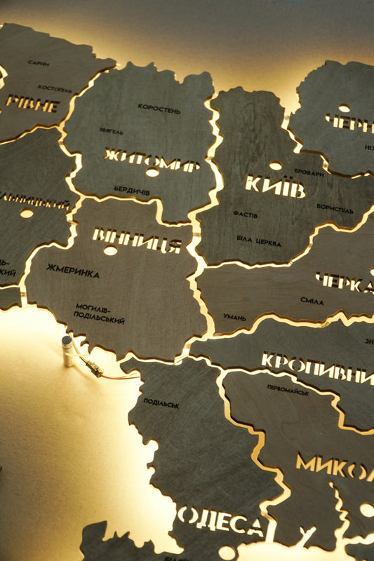 Ukraine LED map on acrylic glass with backlighting  between regions color Light Tree