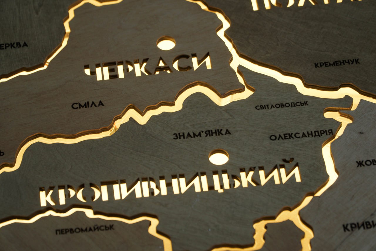 Ukraine LED map on acrylic glass with backlighting  between regions color Light Tree