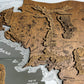 The Middle-earth map, in Rosewood color, measures 50x28 cm