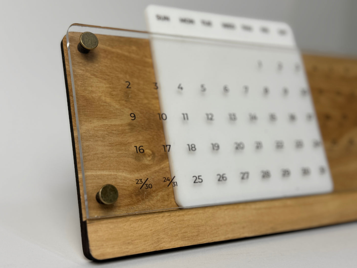 Universal Wooden Desk Calendar with Acrylic, Natural Silver Bark Wood