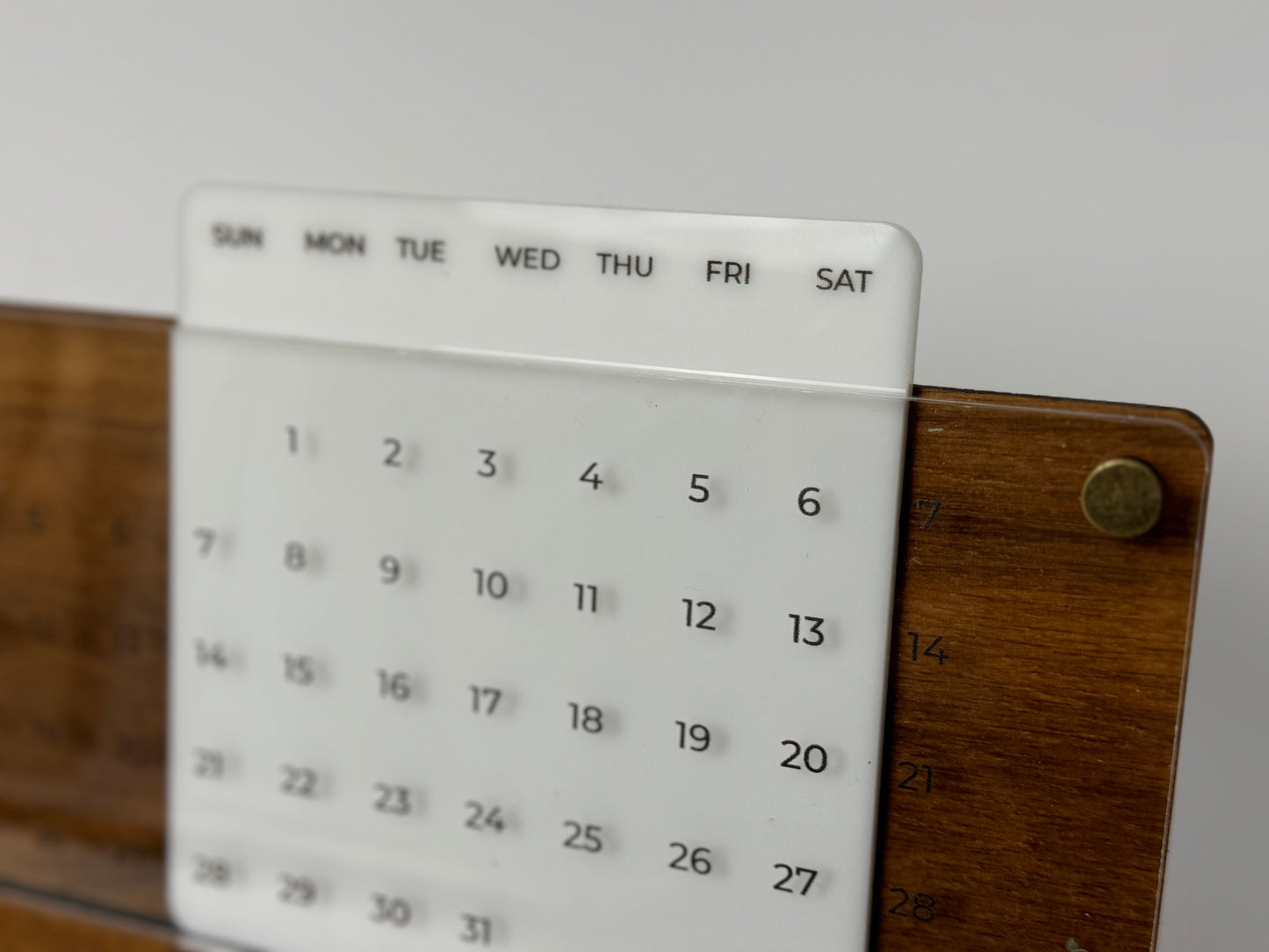 Universal Wooden Desk Calendar with Acrylic, Natural Walnut Wood