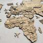 3D Multilayer world map color Oak