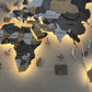 LED 3D Multilayer wooden world map color Cappuccino