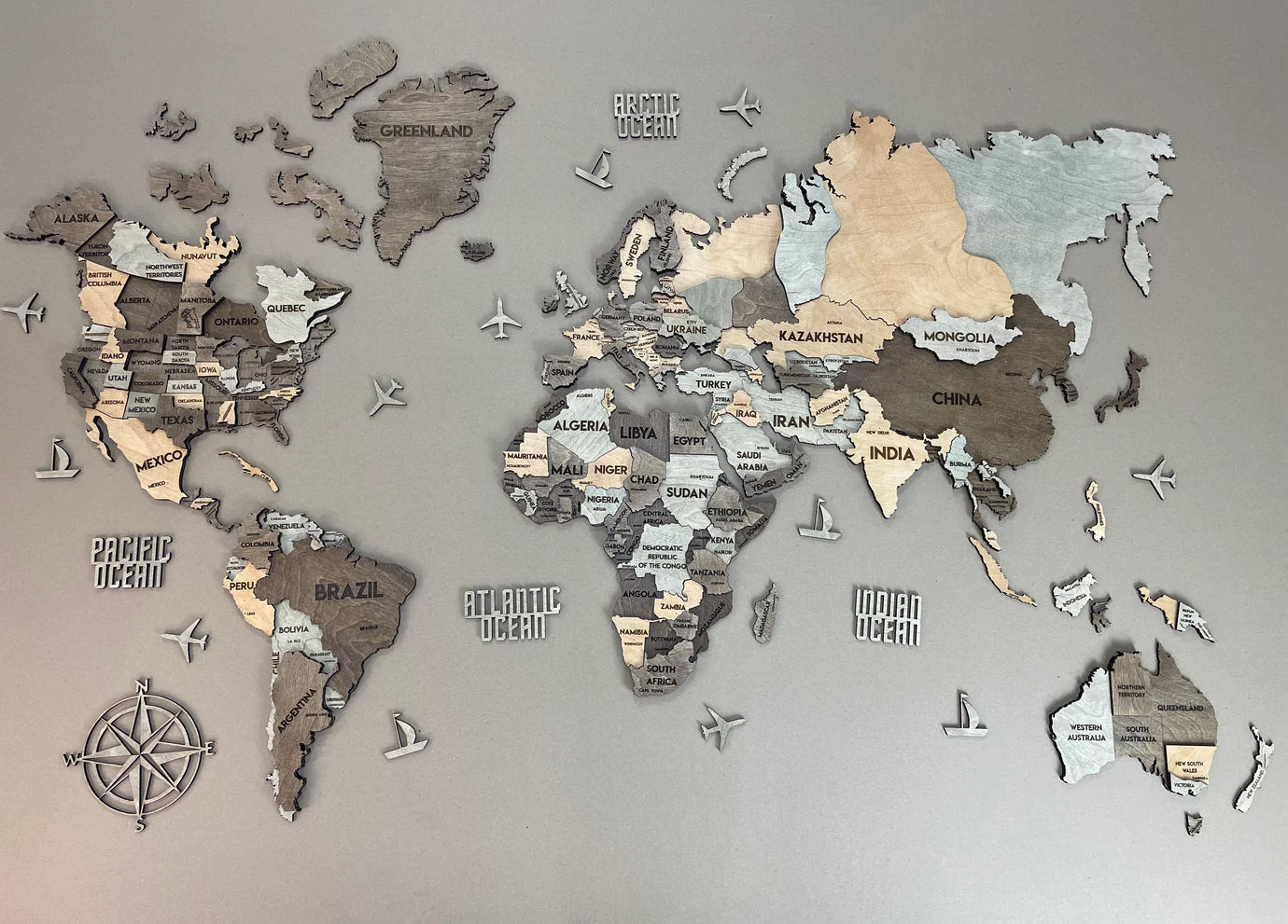 Multilayer world map with capitals color Memory
