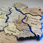 Acrylic Map of Germany with Rivers Dark Nut Color