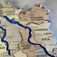 Acrylic Map of Germany with Rivers Dark Nut Color