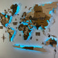 LED 3D Wooden Multilayer world map color Wander