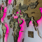 LED 3D Wooden Multilayer world map color Wander