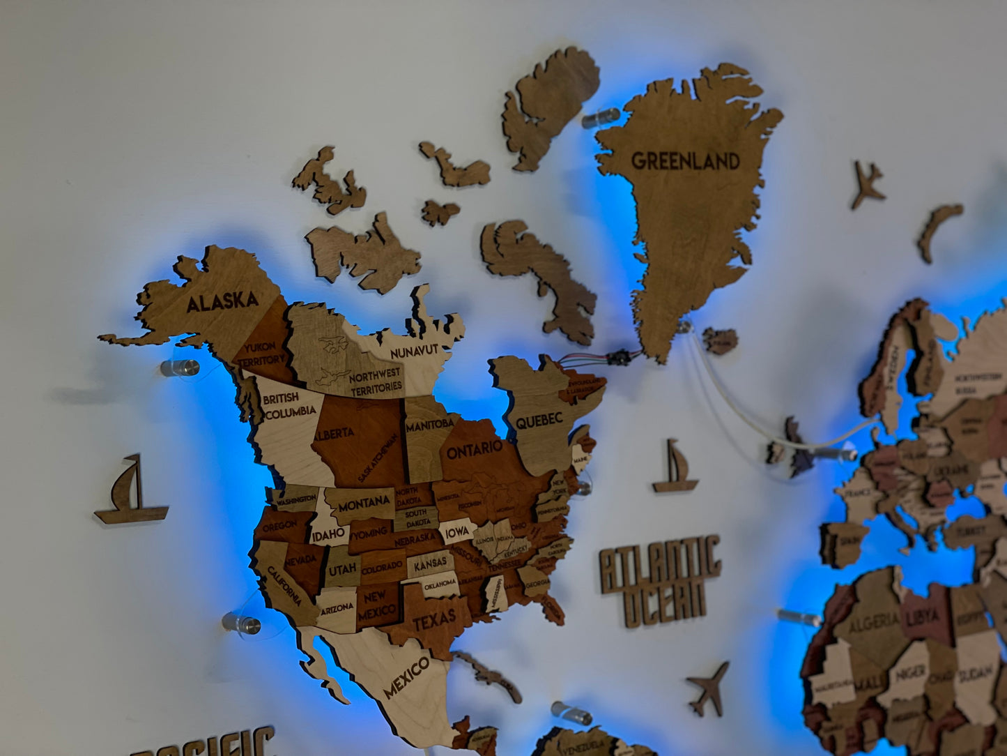 LED 3D Multilayer world map color Memphis