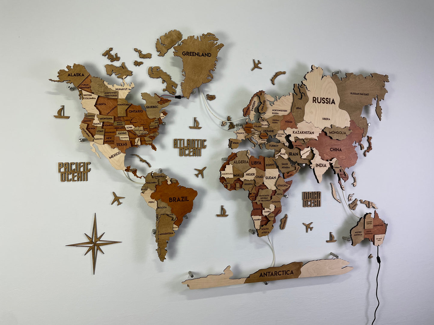 LED 3D Multilayer world map color Memphis