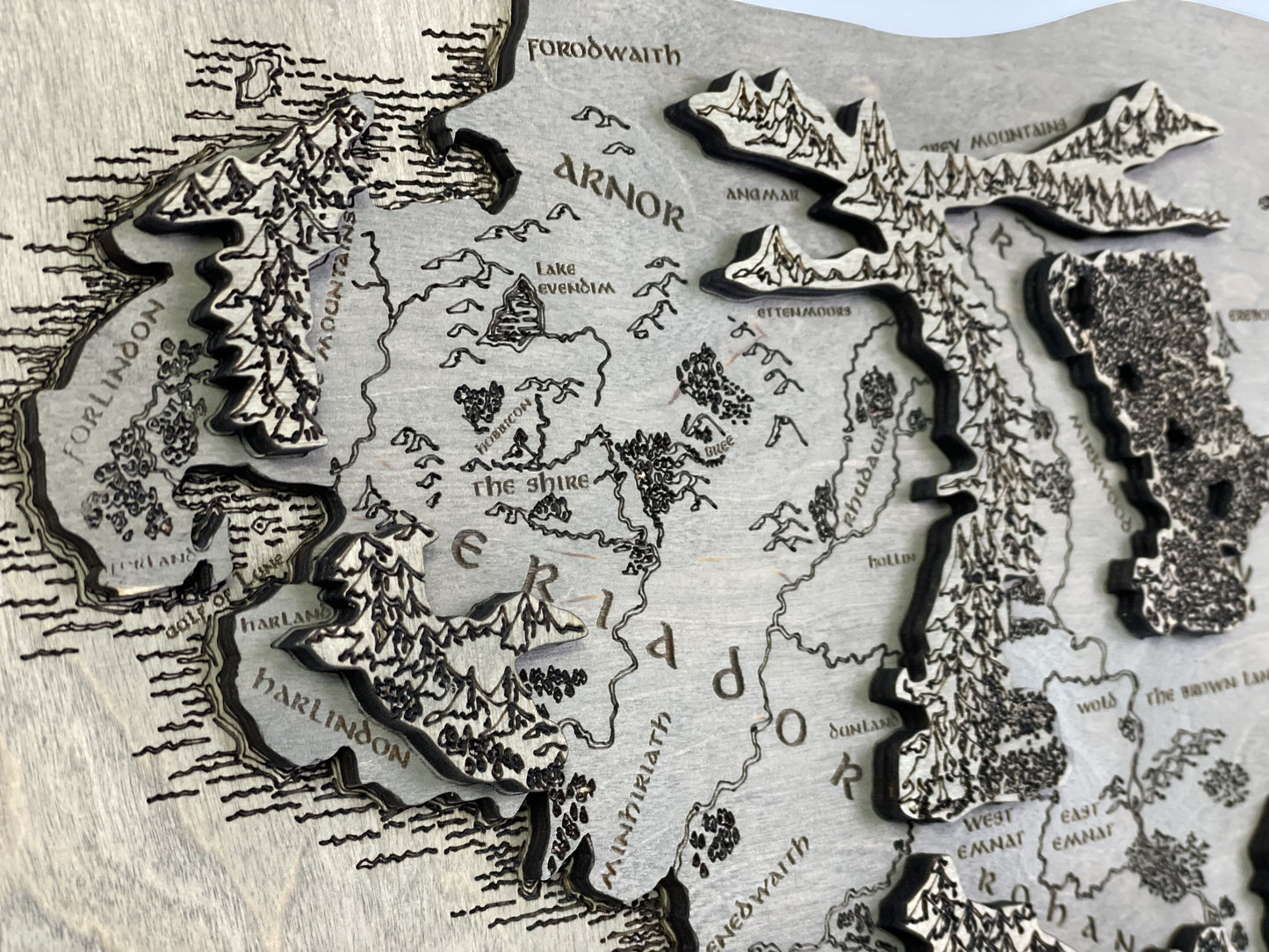 The Middle-earth map, in Grey color, 50x28 cm