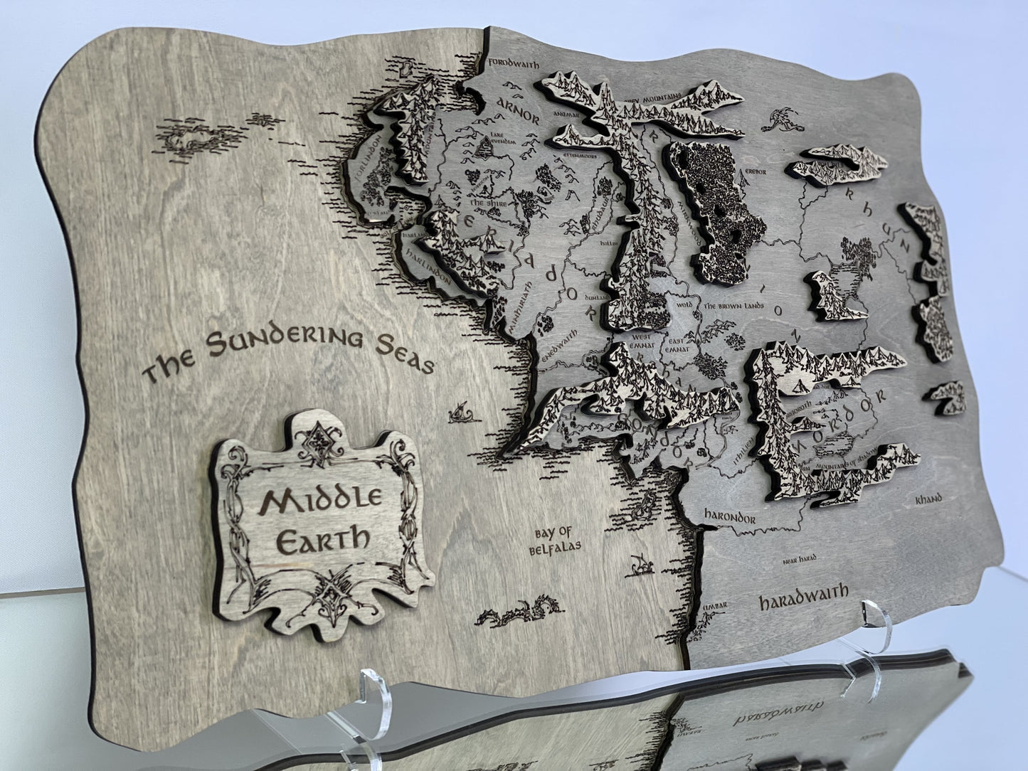 The Middle-earth map, in Grey color, 50x28 cm