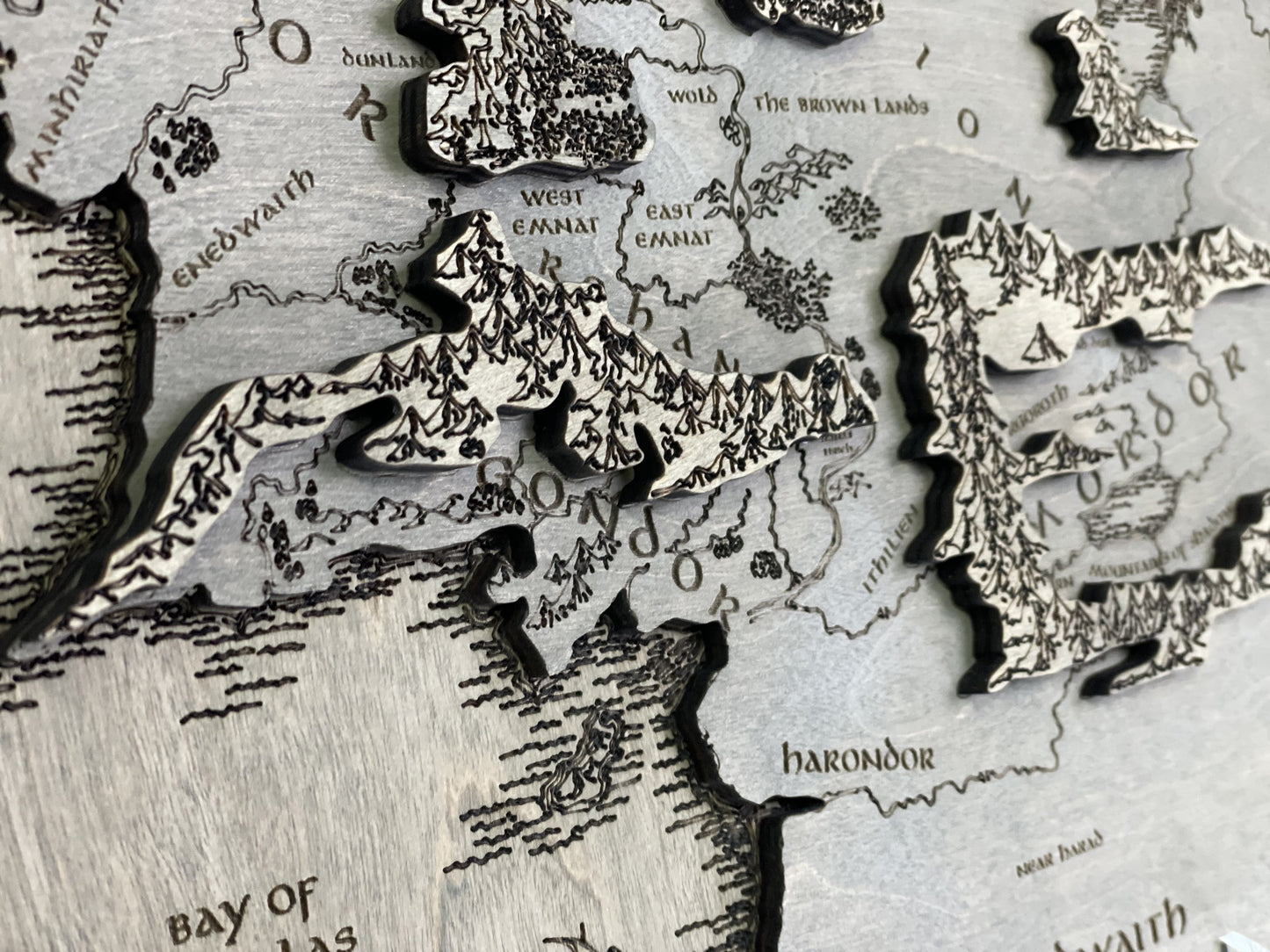 The Middle-earth map, in Grey color, 50x28 cm