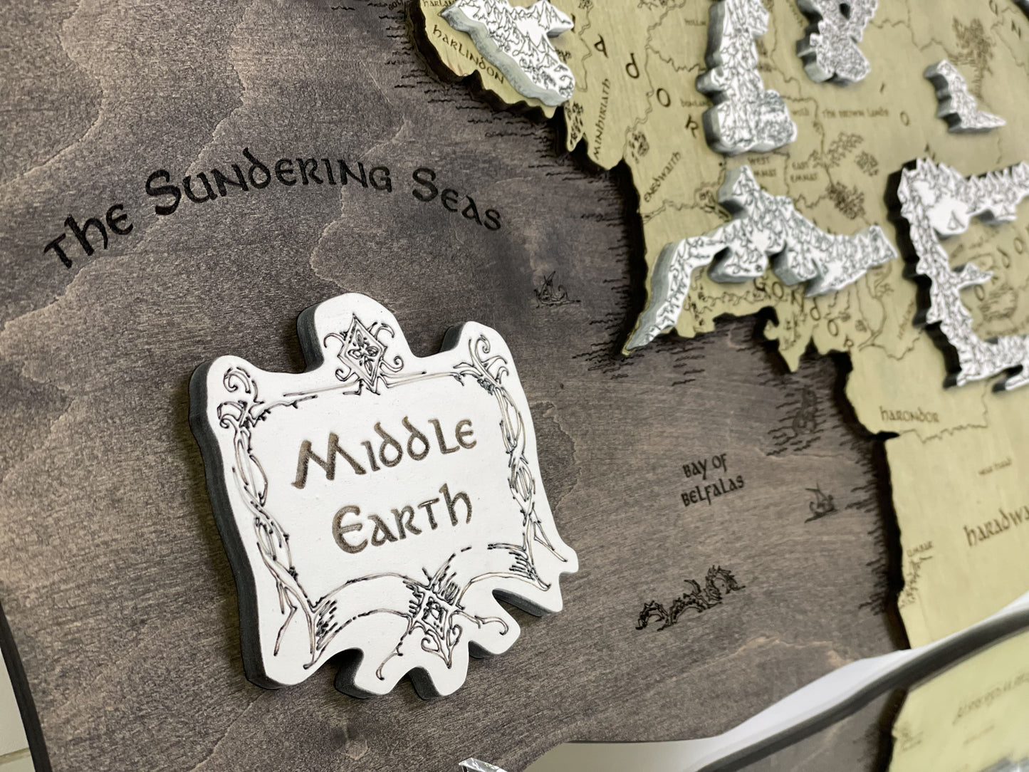 The Middle-earth map, in Verde color, 50x28 cm