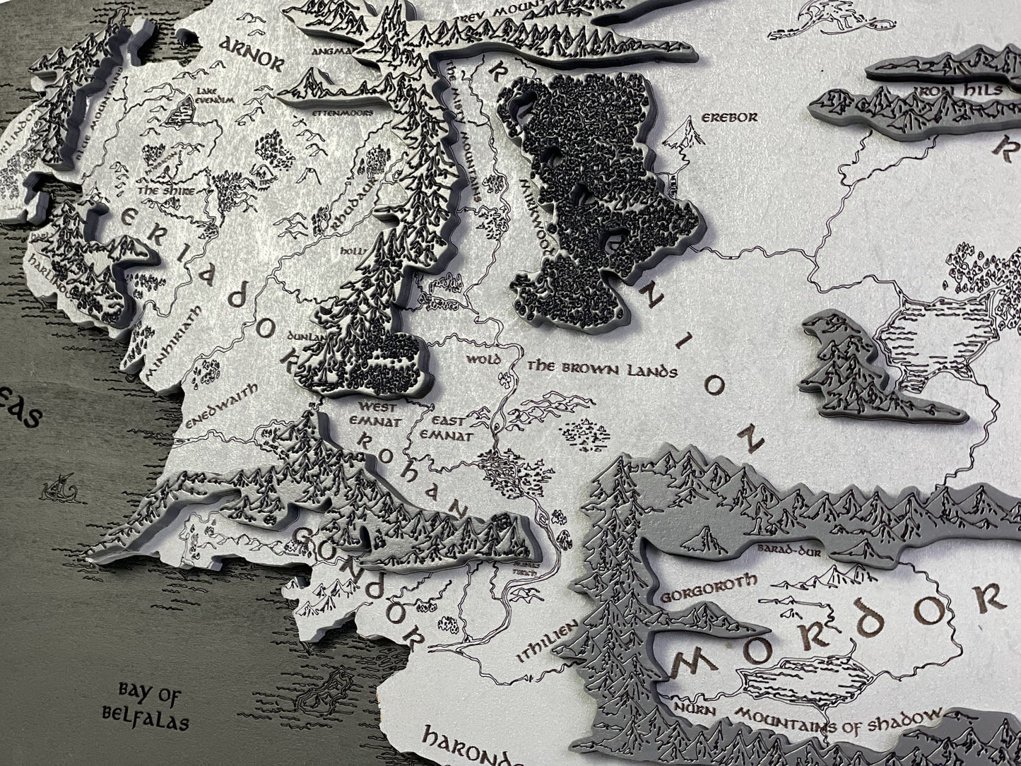 The Middle-earth map, in Black&Grey color, 50x28 cm