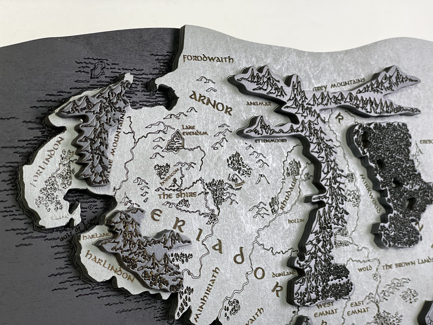 The Middle-earth map, in Black&Grey color, 50x28 cm