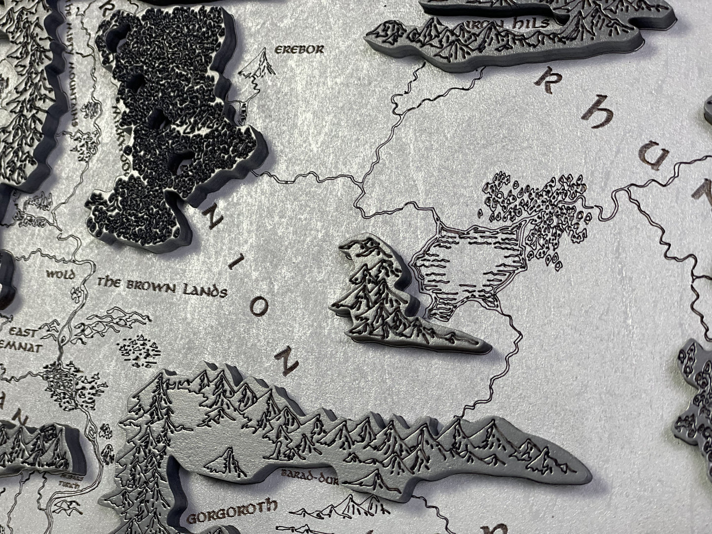 The Middle-earth map, in Black&Grey color, 50x28 cm