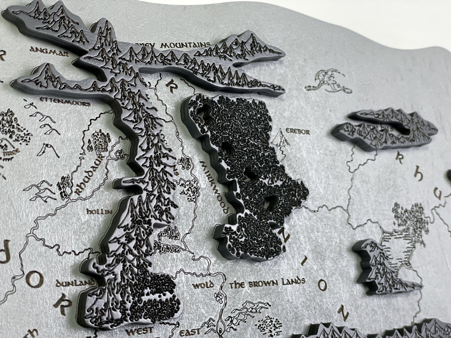 The Middle-earth map, in Black&Grey color, 50x28 cm