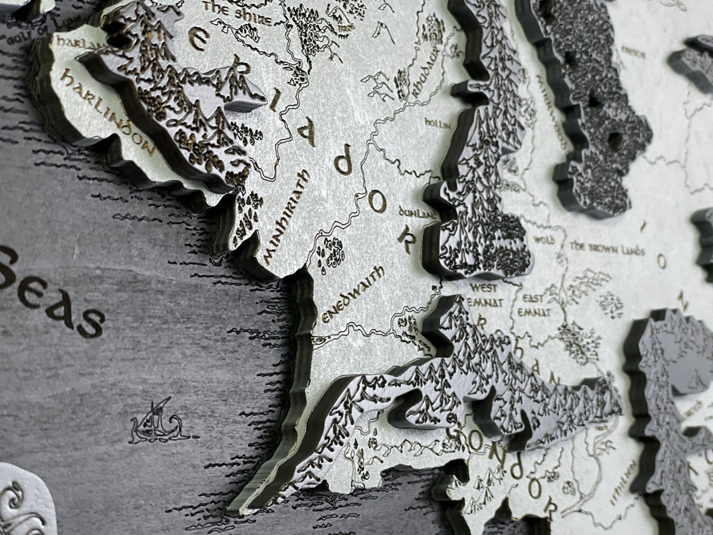 The Middle-earth map, in Black&Grey color, 50x28 cm